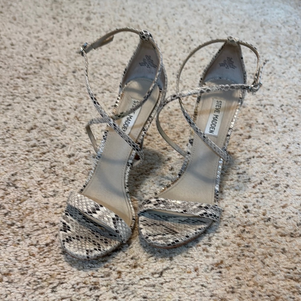 Steve Madden Snake Print Strappy Heels